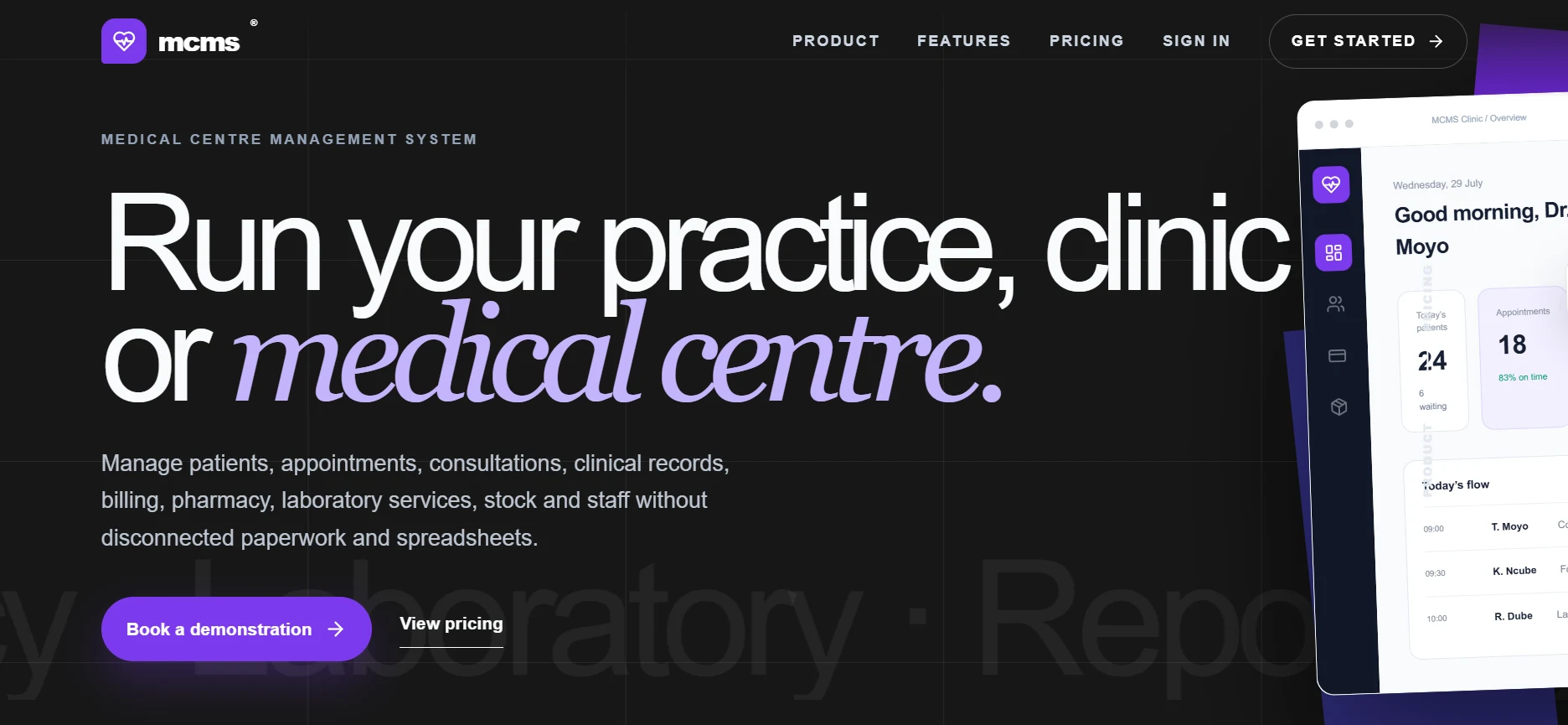 MCMS website screenshot