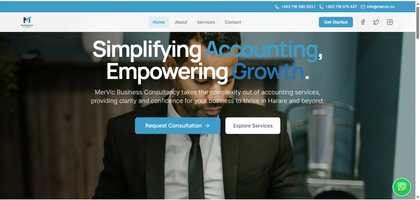 MerVic Business Consultancy project screenshot